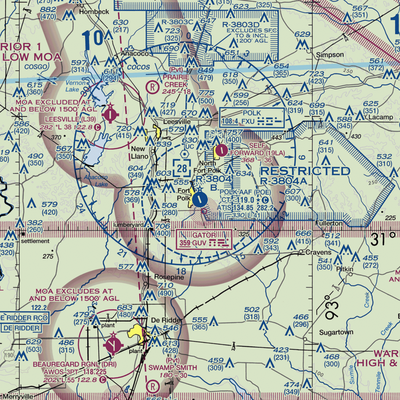 Polk Army Air Field (POE) VFR Sectional  Gaming Mouse Pad