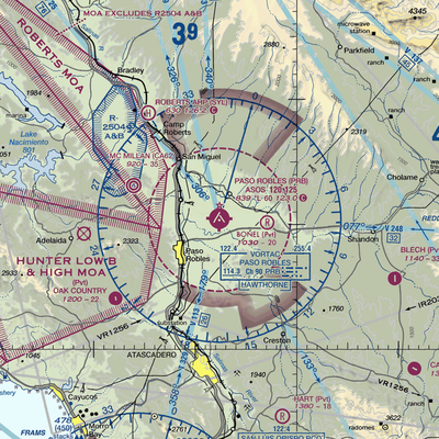 Paso Robles Municipal Airport (PRB) VFR Sectional  Gaming Mouse Pad