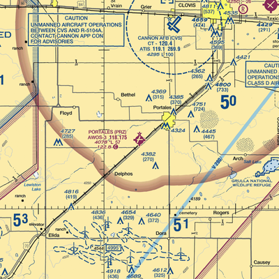 Portales Municipal Airport (PRZ) VFR Sectional  Gaming Mouse Pad