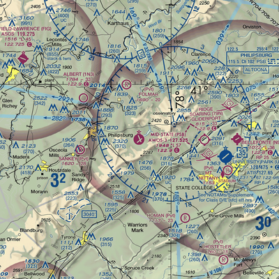 Mid-State Regional Airport (PSB) VFR Sectional  Gaming Mouse Pad