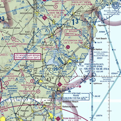 Portsmouth International at Pease Airport (PSM) VFR Sectional  Gaming Mouse Pad