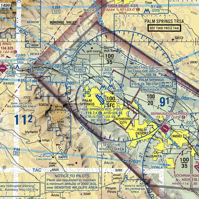 Palm Springs International Airport (PSP) VFR Sectional  Gaming Mouse Pad