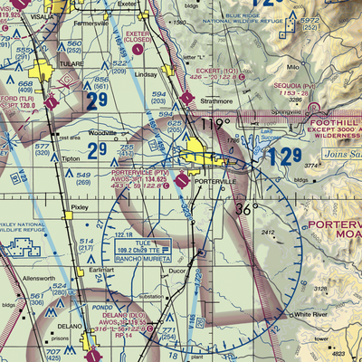 Porterville Municipal Airport (PTV) VFR Sectional  Gaming Mouse Pad