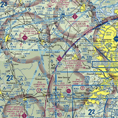 Paulding Northwest Atlanta Airport (PUJ) VFR Sectional  Gaming Mouse Pad