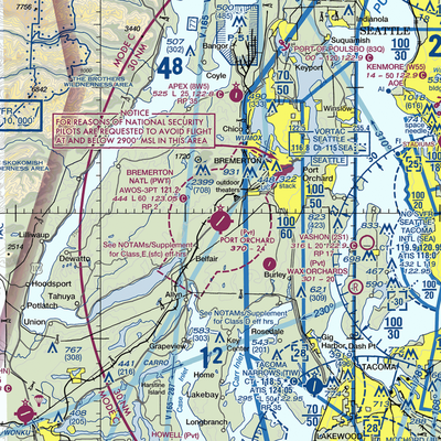 Bremerton National Airport (PWT) VFR Sectional  Gaming Mouse Pad