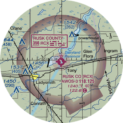 Rusk County Airport (RCX) VFR Sectional  Gaming Mouse Pad