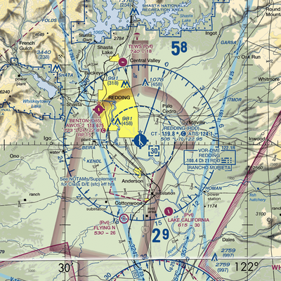 Redding Municipal Airport (RDD) VFR Sectional  Gaming Mouse Pad