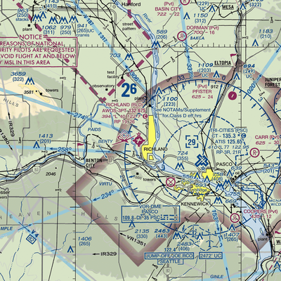 Richland Airport (RLD) VFR Sectional  Gaming Mouse Pad