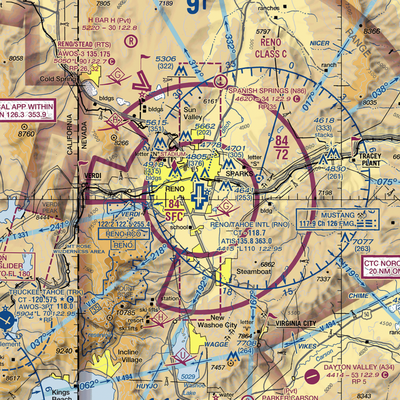 Reno Tahoe International Airport (RNO) VFR Sectional  Gaming Mouse Pad