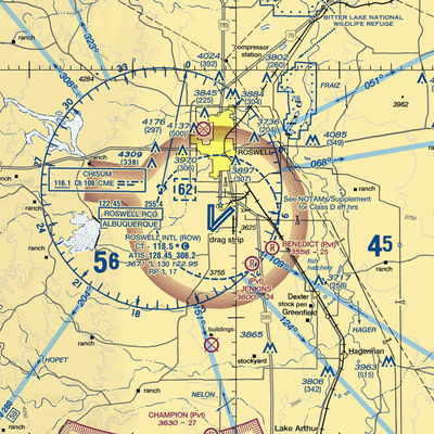 Roswell International Air Center Airport (ROW) VFR Sectional  Gaming Mouse Pad