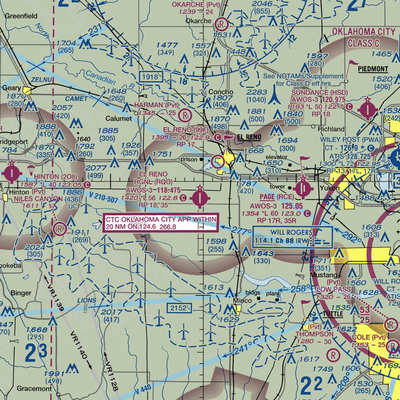 El Reno Regional Airport (RQO) VFR Sectional  Gaming Mouse Pad