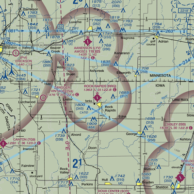 Rock Rapids Municipal Airport (RRQ) VFR Sectional  Gaming Mouse Pad