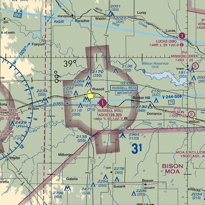 Russell Municipal Airport (RSL) VFR Sectional  Gaming Mouse Pad