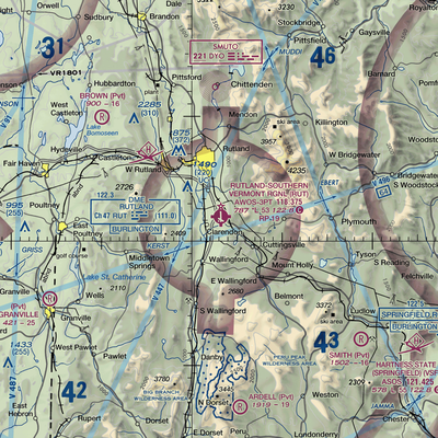 Rutland - Southern Vermont Regional Airport (RUT) VFR Sectional  Gaming Mouse Pad