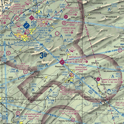 Mifflin County Airport (RVL) VFR Sectional  Gaming Mouse Pad