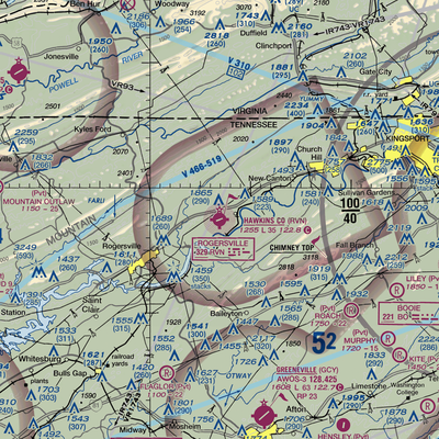 Hawkins County Airport (RVN) VFR Sectional  Gaming Mouse Pad