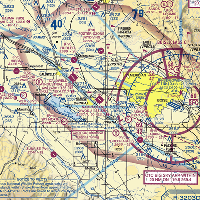 Nampa Municipal Airport (MAN) VFR Sectional  Gaming Mouse Pad