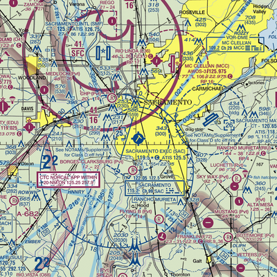 Sacramento Executive Airport (SAC) VFR Sectional  Gaming Mouse Pad