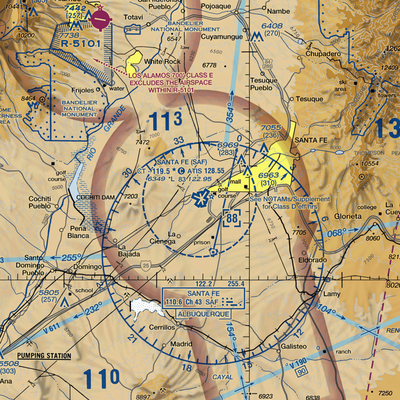 Santa Fe Municipal Airport (SAF) VFR Sectional  Gaming Mouse Pad