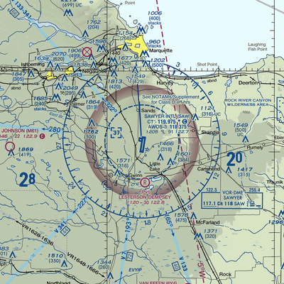 Sawyer International Airport (SAW) VFR Sectional  Gaming Mouse Pad