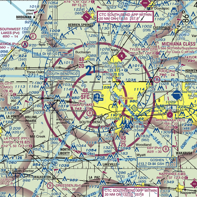 South Bend Regional Airport (SBN) VFR Sectional  Gaming Mouse Pad