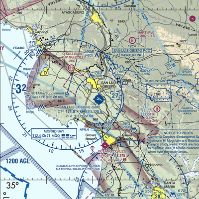 San Luis County Regional Airport (SBP) VFR Sectional  Gaming Mouse Pad