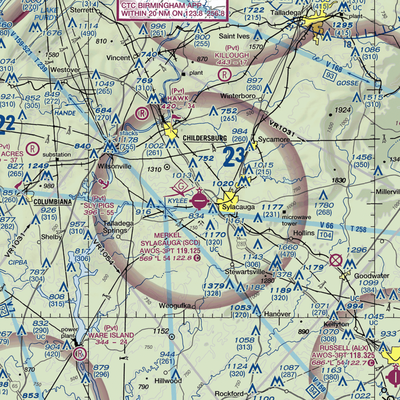 Merkel Field Sylacauga Municipal Airport (SCD) VFR Sectional  Gaming Mouse Pad