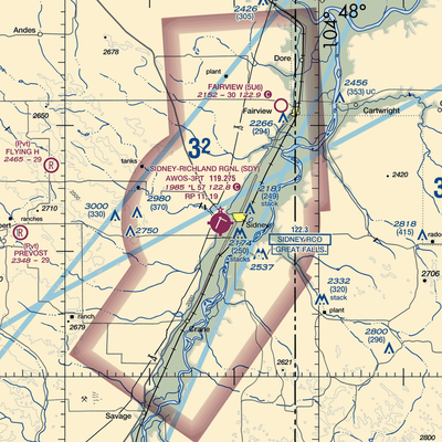 Sidney - Richland Regional Airport (SDY) VFR Sectional  Gaming Mouse Pad