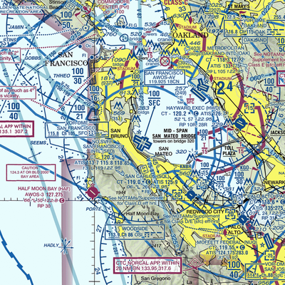 San Francisco International Airport (SFO) VFR Sectional  Gaming Mouse Pad