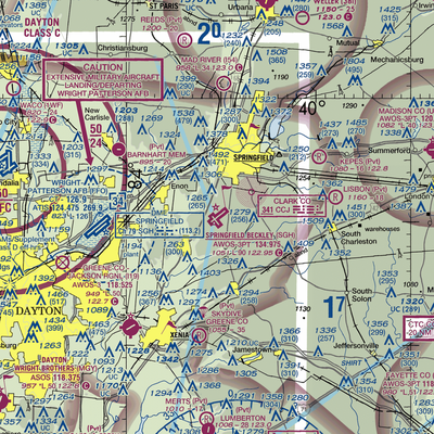 Springfield-Beckley Municipal Airport (SGH) VFR Sectional  Gaming Mouse Pad