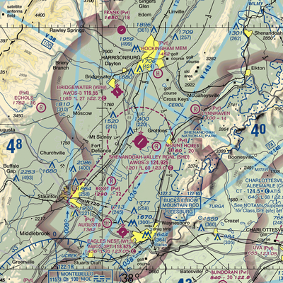 Shenandoah Valley Regional Airport (SHD) VFR Sectional  Gaming Mouse Pad