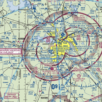 Shreveport Regional Airport (SHV) VFR Sectional  Gaming Mouse Pad