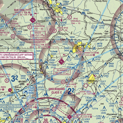 Rockingham County NC Shiloh Airport (SIF) VFR Sectional  Gaming Mouse Pad