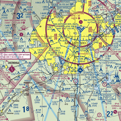 Lackland Air Force Base (SKF) VFR Sectional  Gaming Mouse Pad