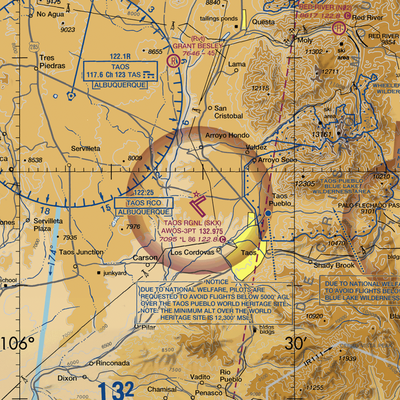 Taos Regional Airport (SKX) VFR Sectional  Gaming Mouse Pad