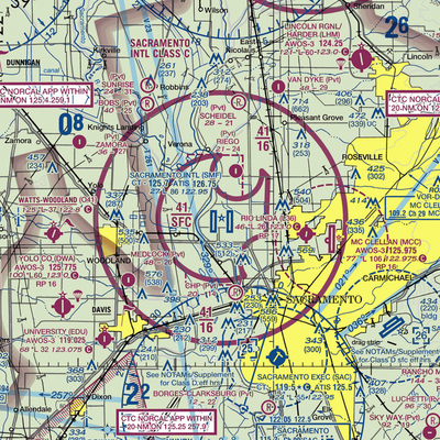 Sacramento International Airport (SMF) VFR Sectional  Gaming Mouse Pad