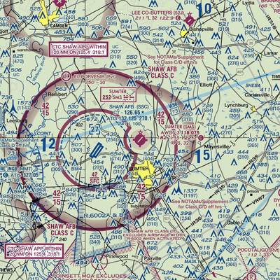 Sumter Airport (SMS) VFR Sectional  Gaming Mouse Pad