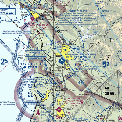 Santa Maria Pub/Capt G Allan Hancock Field (SMX) VFR Sectional  Gaming Mouse Pad