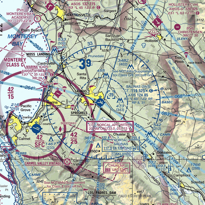 Salinas Municipal Airport (SNS) VFR Sectional  Gaming Mouse Pad