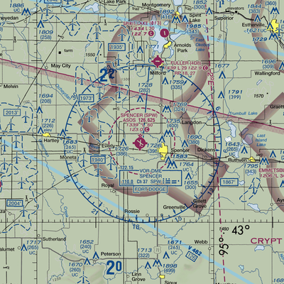 Spencer Municipal Airport (SPW) VFR Sectional  Gaming Mouse Pad