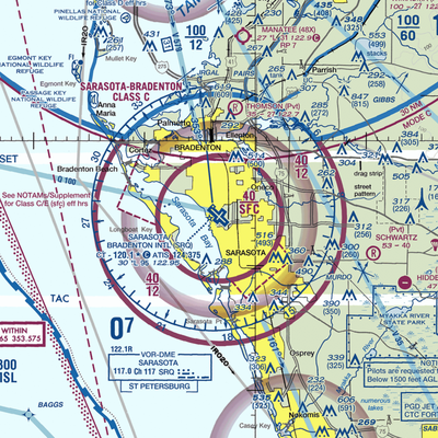 Sarasota Bradenton International Airport (SRQ) VFR Sectional  Gaming Mouse Pad