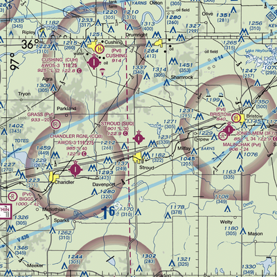 Stroud Municipal Airport (SUD) VFR Sectional  Gaming Mouse Pad