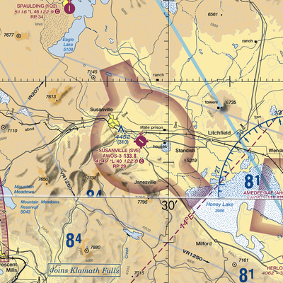 Susanville Municipal Airport (SVE) VFR Sectional  Gaming Mouse Pad