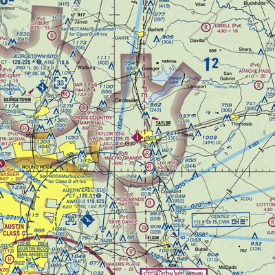 Taylor Municipal Airport (T74) VFR Sectional  Gaming Mouse Pad