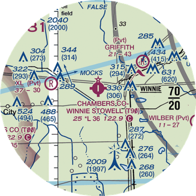 Chambers County Winnie Stowell Airport (T90) VFR Sectional  Gaming Mouse Pad