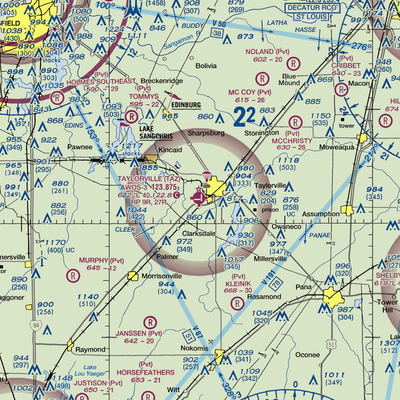 Taylorville Municipal Airport (TAZ) VFR Sectional  Gaming Mouse Pad