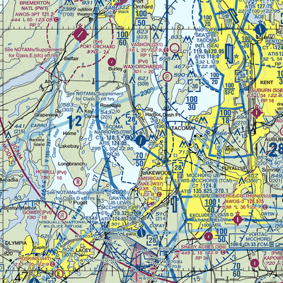 Tacoma Narrows Airport (TIW) VFR Sectional  Gaming Mouse Pad