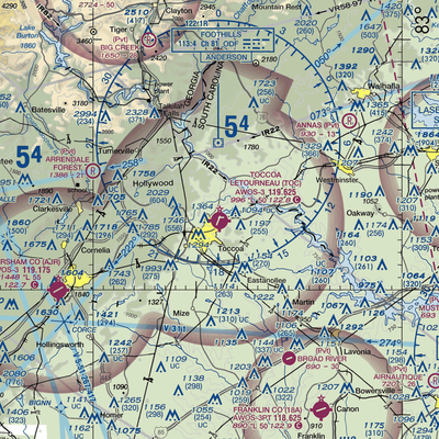 Toccoa Airport - R.G. Letourneau Field (TOC) VFR Sectional  Gaming Mouse Pad