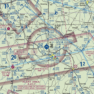 Troy Municipal Airport at N Kenneth Campbell Field (TOI) VFR Sectional  Gaming Mouse Pad