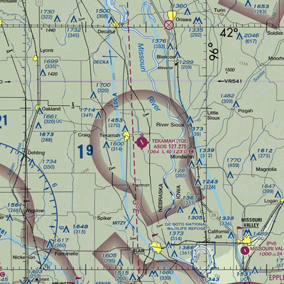 Tekamah Municipal Airport (TQE) VFR Sectional  Gaming Mouse Pad